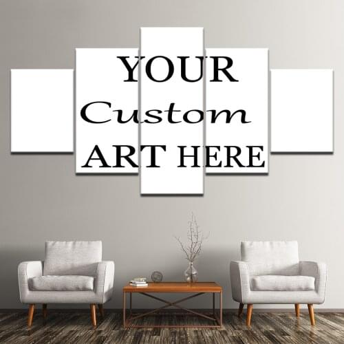 Wall Art Customized HD Printed Painting Custom Made Canvas Picture Frame 5 Panel Modular Abstract Poster Home Decor Photo