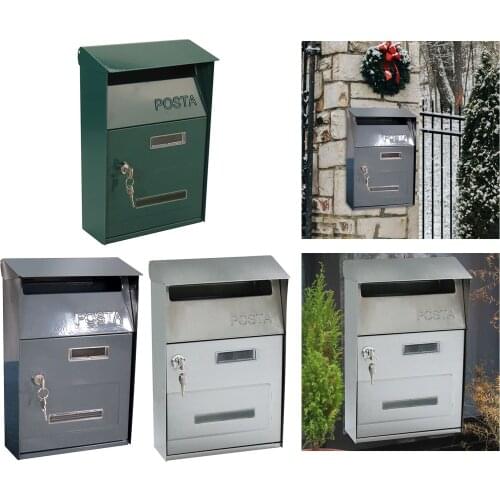 Wall Mounted Mailbox Metal Letter Decor Zinc Alloy Post Box Holder Outside Hanging Decorations for House, Porch, Outdoor Garden