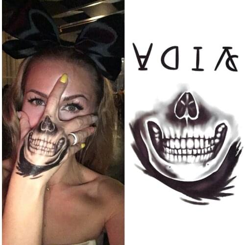 NEW Hand Devil Mask Tattoo Sticker For Women Men Body Art Fake Tatoo Sexy Flower Waterproof Temporary Tatto