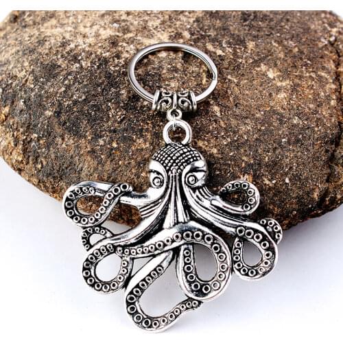 New Vintage Fashion Man Keychain DIY Metal Holder Chain Vintage Octopus Pendant Gift Man Car Key Ring Accessory
