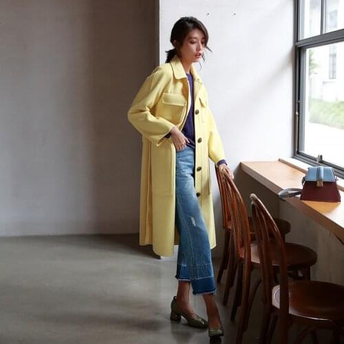 New Wool Korean Solid Winter Coat Women Jacket Fashion Woolen Ladies Coats Abrigos Mujer Invierno 2020 8619 YY836