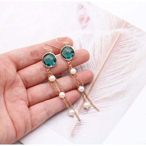 Freshwater Pearl Charm Earring Long Chain Tassels Exquisite Dangle