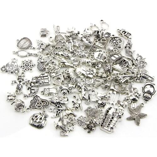 20pcs/lot Random Mixed Animal Charms Pendants Bracelet Findings Antique Silver Color Alloy Metal Charms for Jewelry Making DIY