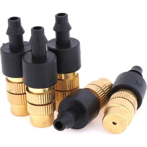 5pcs Gold Garden Irrigation Agricultural Atomizing Sprinklers Atomizing Sprayers Copper Misting Fog Cooling Nozzles 4/7mm Hose
