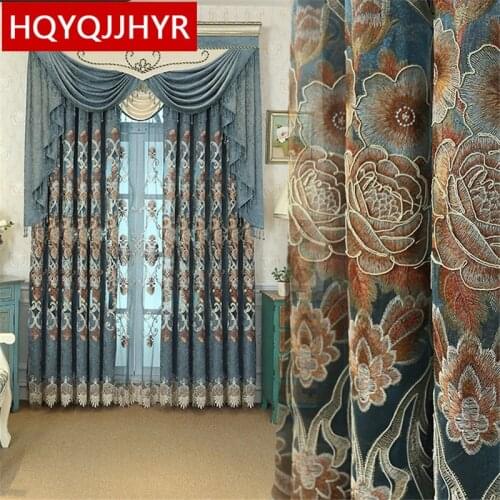Luxury Continental Embroidered Villa Curtain for Living Room Window Classic Royal High-end custom curtains for Bedroom/Kitchen
