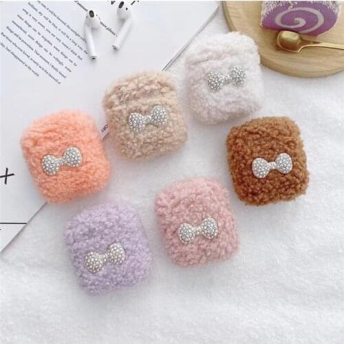 Luxury Diamond TPU Soft Fur Case For Apple AirPods Pro Wireless Charging Fluffy Box Shockproof Plush Cover for Airpods 2 1 Cases