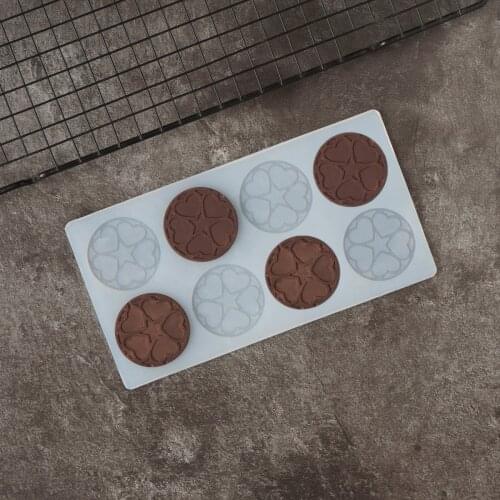 Circle Shape Silicone Chocolate Mold Cake Decorating Transfer Sheet Round Shape Chocolate With Heart Pattern Garnish For Dessert