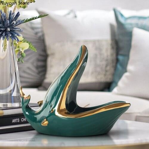 Nordic Light Luxury Storage Decoration Big Mouth Whale Coffee Table Decoration Cute Cartoon Craft Home Living Room Decoration