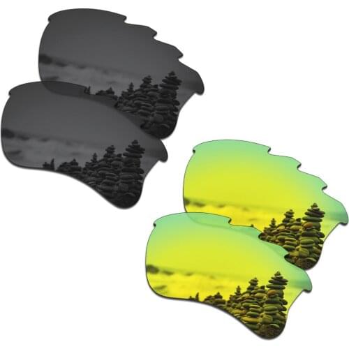 SmartVLT 2 Pairs Polarized Sunglasses Replacement Lenses for Oakley Flak Jacket XLJ Vented Stealth Black and 24K Gold