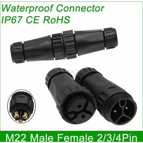 5 units M22 Male Female Wire Connector IP67 Waterproof 25A quick plug 2 pin 3 pin 4 pin electrical Coupler Screw for LED light