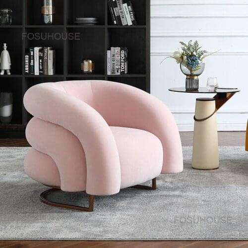 European-style Fabric Living Room Sofas High-end Leisure Single Sofa Home Furniture Balcony Lazy Sofa Armchair Luxury Backrest