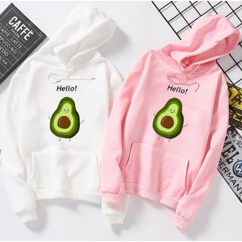 Autumn Korean Fashion Avocado Letter Print Long Sleeve Hoodies Harajuku Kawaii Oversized Streetwear Sweatshirt Sudaderas Hoody