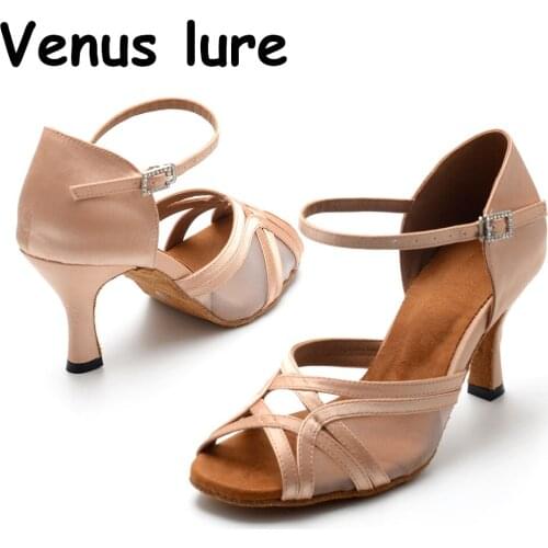 Ladies Latin Dance Shoes High Heel Tango Soft Bottom Dance Shoes 7.5CM Girls Salsa Ballroom Shoes