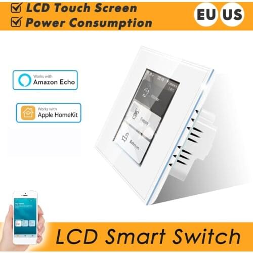 Wifi LCD Smart Wall Light Switch Power Consumption Smart 4 In 1 Home Wall Light Switch Work With Apple Homekit Alexa Google Home
