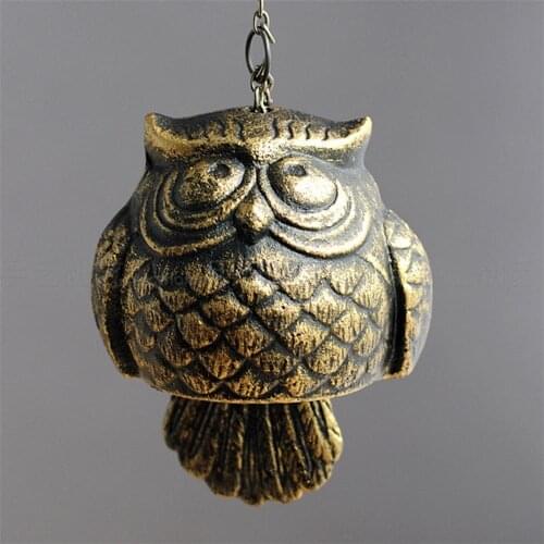 Retro Japanese style Owl Wind Chime Bell Wind Chimes Iron Cast Owl Bell Dream Catcher Hanging Decoration