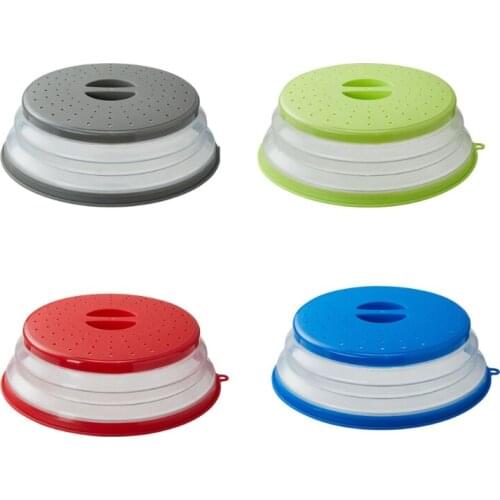 Vented Collapsible Microwave Lid Splatter Proof Food Plate Cover Easy Grip Handle Vapor Holes Dishwasher Safe