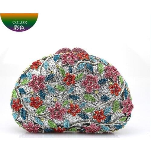 XIYUAN Newest Women Silver Evening Party shoulder Bag Diamonds Crystal Clutch Luxury Bridal Wedding Party Wallet Purse Handbag