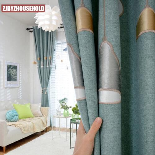 Nordic Minimalist Style Blackout Curtains Embroidered Cloth Curtains Study Bedroom Living Room Floor To Ceiling Windows