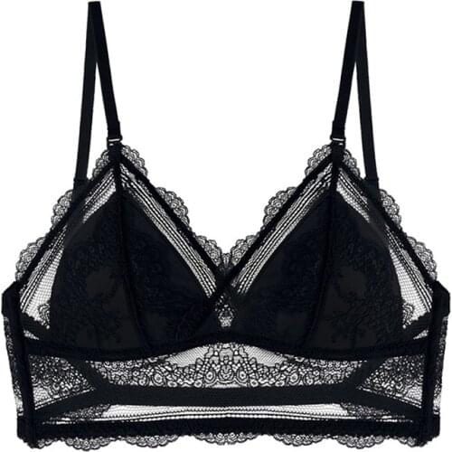 Women Deep U Backless Bralette Triangular Soft Seamless Underwear Low Back Transparent Bras Sexy Lace Bra New Arrival