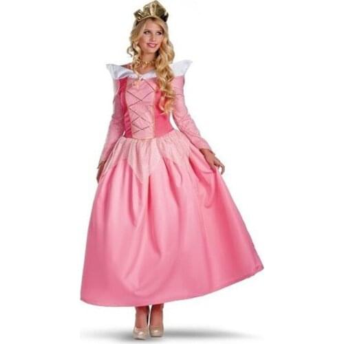 Pink Adult Sleeping Beauty Costume Female Fairy Tale Princess Cosplay Women Aurora Bellet Costume For Halloween Party