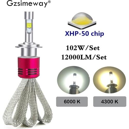 2x car headlight H7 LED H1 H4 H9 H11 H16 led lamp H3 9005HB3 9006HB4 12V XHP50 4300K 6000K auto headlamp 9012 D1S led lighs bulb