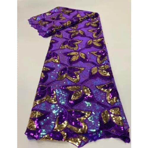 2021 High Quality Sequence French Nigerian Sequins Net African Tulle Mesh Lace Fabric For Dress 5 Yards/Lot TZ0826