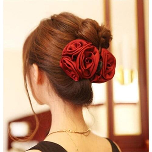 1PcKorean High Quality Girls Elegance Hair Clips Big Cloth Flowers Plastic Hair Claws Headbands For Women Hair Accessories