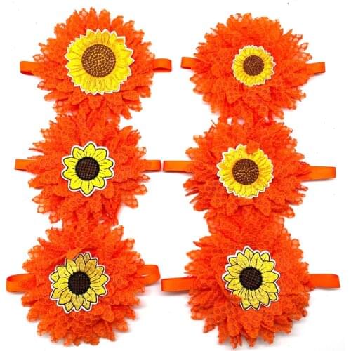 50/100pcs Thanksgiving Pet Dog Accessories Pet Dog Bowties Neckties Sunflowers Fall Pet Supplies Dog Accessories for Small Dogs