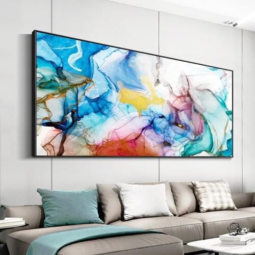Abstract Watercolour Art Color Clouds Canvas Painting Cuadros Posters and Prints Wall Art Picture for Living Room Home Decor
