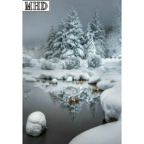 Needlework 5D DIY Diamond Painting Cross Stitch Winter Snow Tree Crystal 3D Square Full Mosaic Art 40x60cm