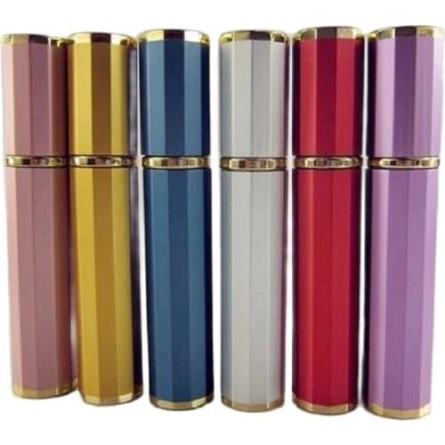 Gold Edge Aluminum Perfume Bottle Empty Spray Bottle Lipstick Tube Perfume Refillable Atomizer Bottle Sample Toner Vial 8ml