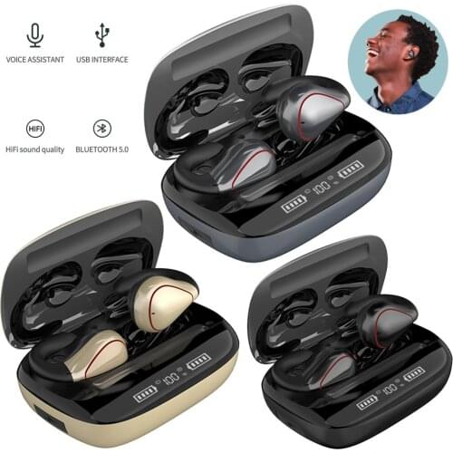 Wireless Bluetooth 5.0 Stereo EarphonesSuper Bass Sound Handsfree Calling with Microphone Power Bank for Smart Phones iPhone LG