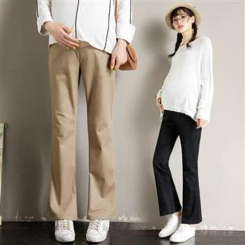 Spring Autumn Solid Color Maternity Pants Fashion Pregnant Women Trousers Work Pants for Pregnancy Boot Cut Plus Size
