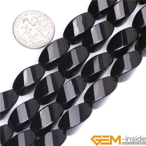 Agat : Twist AA Grade Black Agat Beads Strand 15" Natural Stone Bead DIY Bead For Fashion Jewelry Making Wholesale