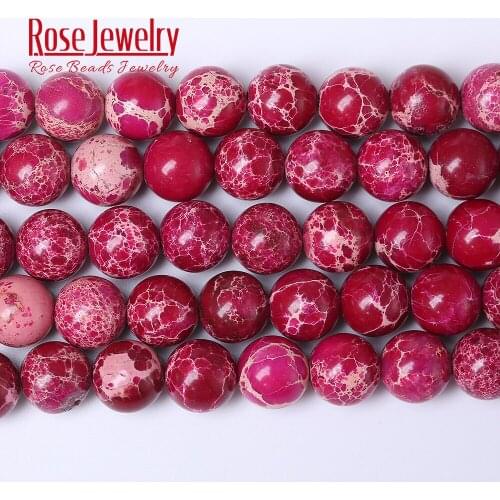 Natural Stone Fuchsia Sea Sediment Imperial Red Turquoises Round Beads 15" Strand 4 6 8 10 12 mm Pick Size For Jewelry Making
