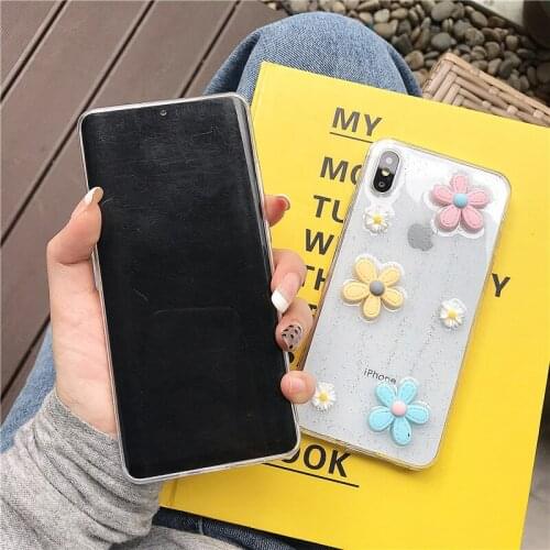 Soft Silicone TPU Clear Bling Glitter 3D Flowers Case For Oppo A91 A8 K5 A11X RENO 2 IQOO F11 A9 A9X F9 A73 A5 A7X F5 Case Cover