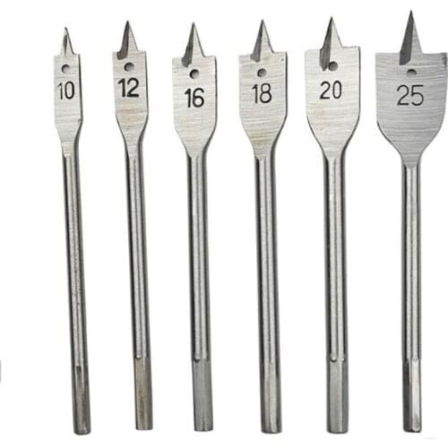 Woodworking Flat Drill Bit 6pcs/set 10mm-25mm Steel Wood Flat Drill Set Woodworking Spade Drill Bits Woodworking Tool