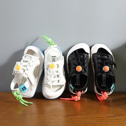 Childrens sandals Toe Protection sandals 2021 summer new boys sandals kick-proof wear-resistant girls casual sandals White