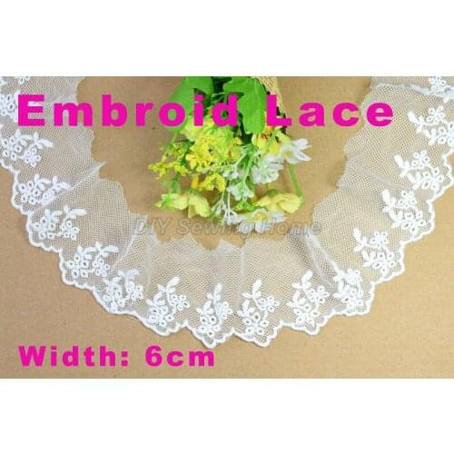 6cm width Cotton embroid lace sewing ribbon guipure trim or fabric warp knitting DIY Garment Accessories free shipping#3032