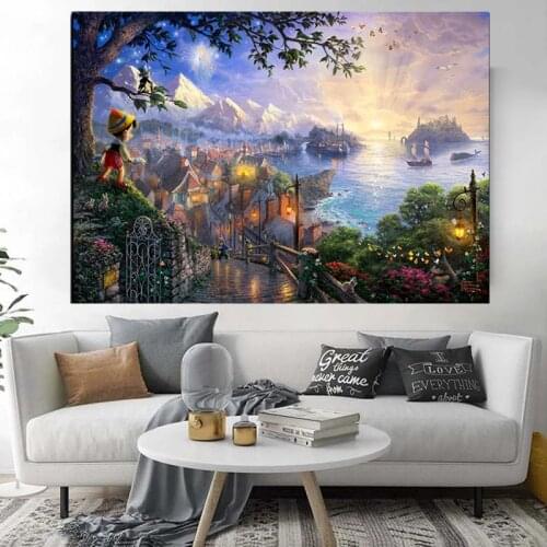 Disney Lion King Snow White Canva Painting Classic Animated Film Poster Watercolor Print Art Wall Picture Kids Living Room Decor