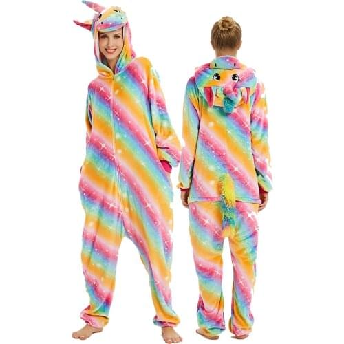 Colorful Unicorn kigurumis Onesie Sleepwear Women Onesies Homewear Cosplay Jumpsuit Party Costume Unisex Clothing