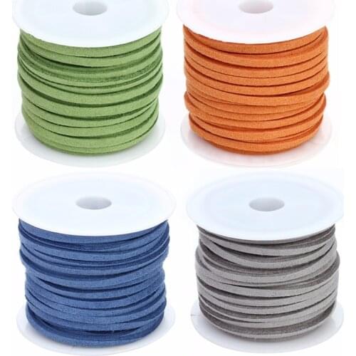 5yards/roll 2.7x1.5mm 19 Colors Flat Faux Suede Korean Leather Cords Thread For Necklaces & Bracelets Jewelry Making Findings