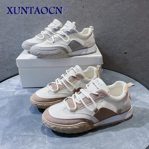 White Platform Shoes Women Trend Sneakers 2021 Summer Outdoor Walking Casual Sport Shoes Lace Up Comfort Breathable Flats New
