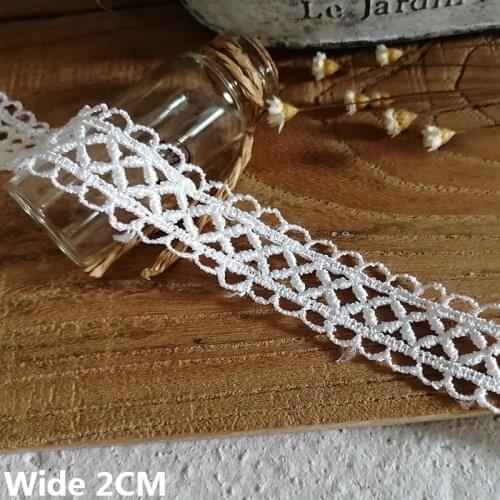 2CM Wide White Polyester Hollow Embroidered Lace Collar Trim Ribbon DIY Apparel Clothing Handmade Material Sewing Accessories