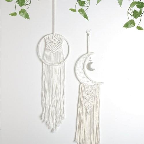 Moon Cotton Dream Catcher Home Wall Decor Garden Outdoor Gifts Handmade Nordic Style Aesthetic Girl Kids Nursery Room Decoration