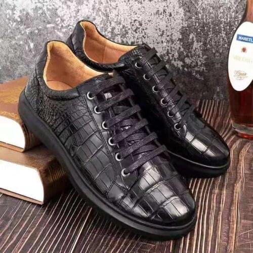 Top Quality Genuine real crocodile belly skin alligator leather men sneaker loafer shoes cow skin linining free ship