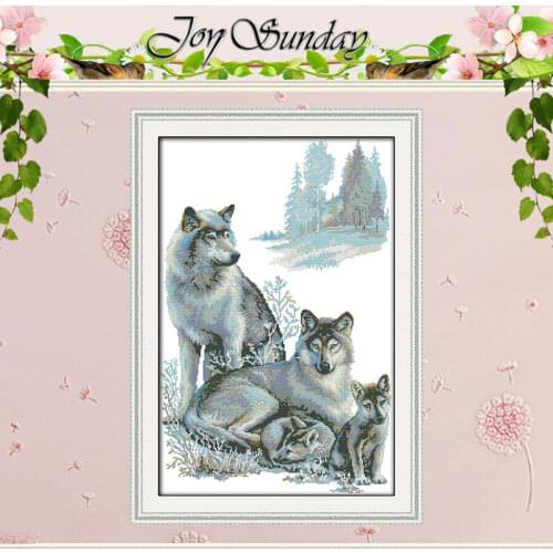 A Wolf Family Patterns Counted Cross Stitch 11CT 14CT Cross Stitch Set Wholesale Animals Cross-stitch Kits Embroidery Needlework