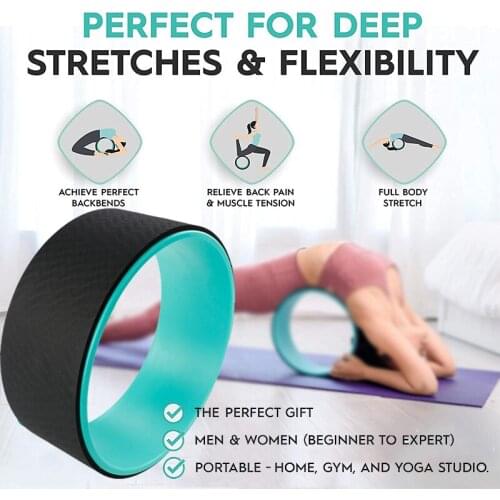 Yoga Wheel Set 3 Pack Yoga Roller Set Strongest & Most Comfortable Dharma Yoga Prop Wheel Set of 3 for Back Pain and Stretching
