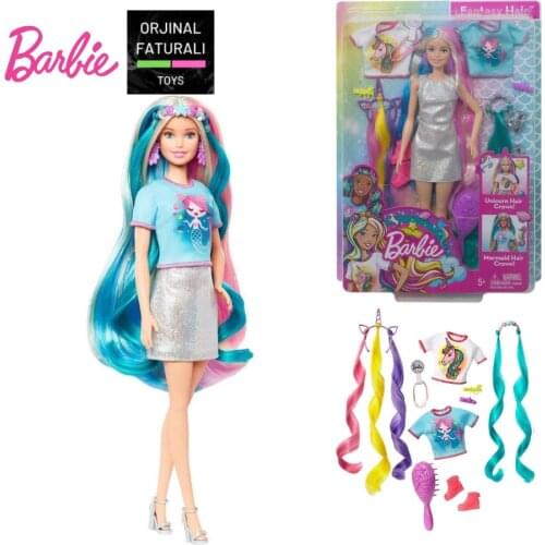 Barbie Doll Wellness Fantasy Hair GHN04 With Mermaid And Unicorn Looks, For Children Aged 3 And Up