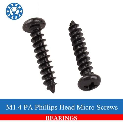 NEW 100Pcs M1.4 PA Phillips Head Micro Screws Round Head Self-tapping Electronic Small Wood Screws